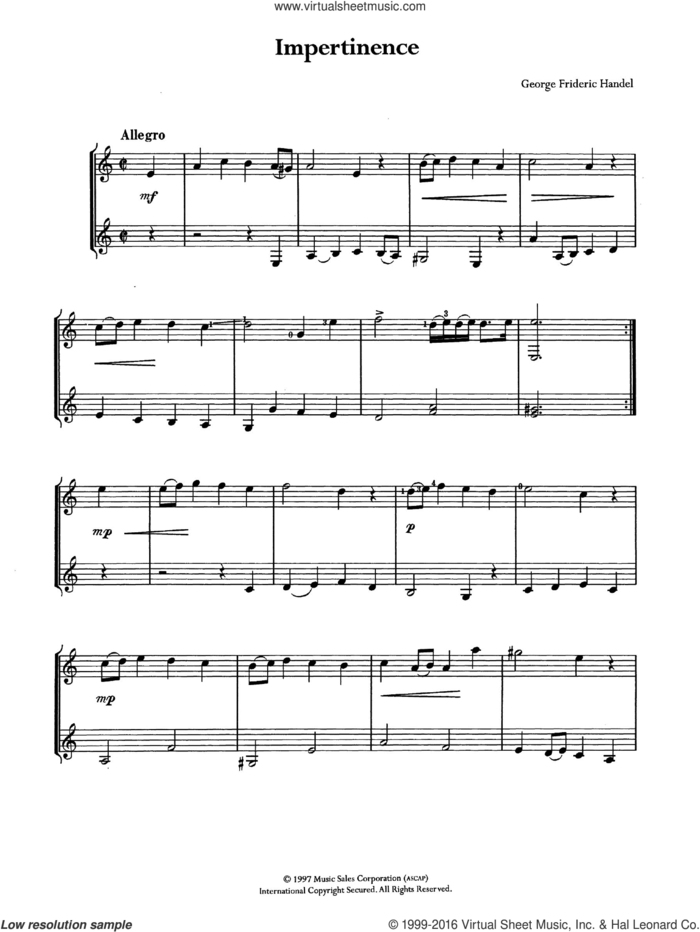 Impertinence sheet music for guitar solo (chords) by George Frideric Handel, classical score, easy guitar (chords)
