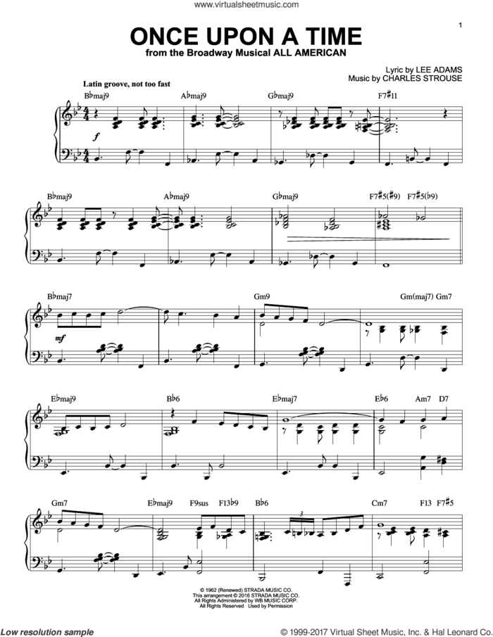 Once Upon A Time [Jazz version] (arr. Brent Edstrom) sheet music for piano solo by Charles Strouse and Lee Adams, intermediate skill level