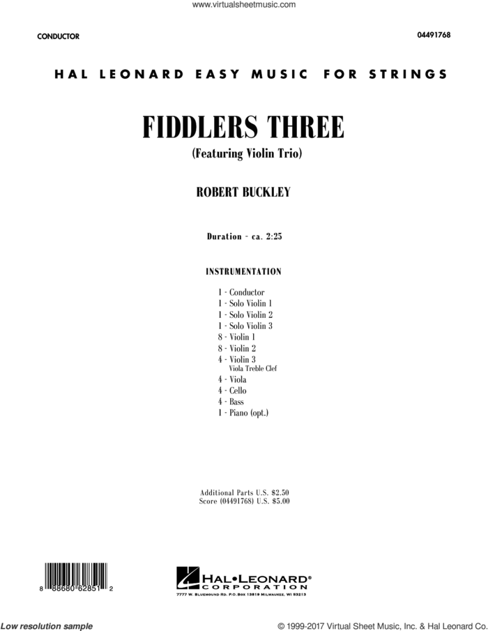 Fiddlers Three (COMPLETE) sheet music for orchestra by Robert Buckley, intermediate skill level