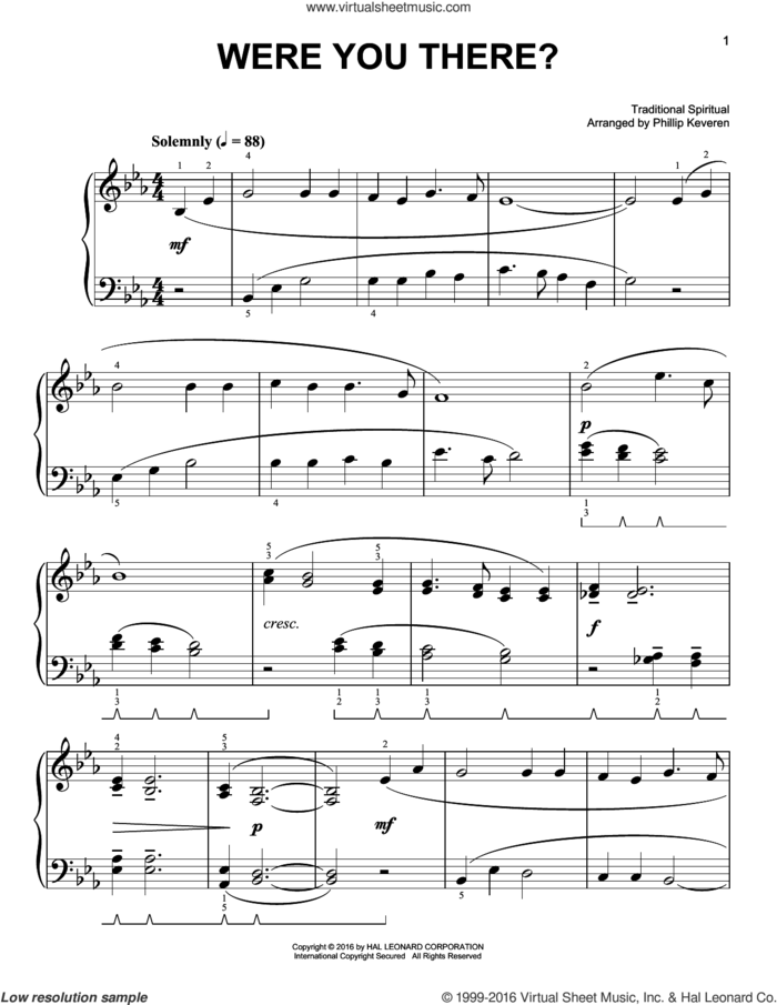 Were You There? [Classical version] (arr. Phillip Keveren), (easy) sheet music for piano solo by Phillip Keveren, Charles Winfred Douglas (Harm) and Miscellaneous, easy skill level