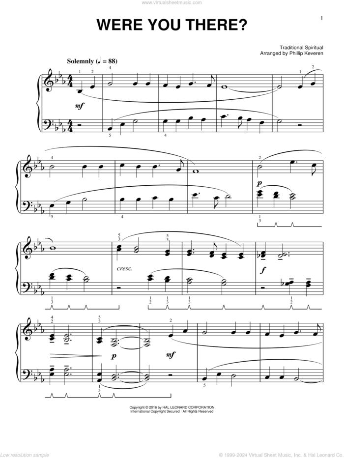 Were You There? [Classical version] (arr. Phillip Keveren), (easy) sheet music for piano solo by Phillip Keveren, Charles Winfred Douglas (Harm) and Miscellaneous, easy skill level