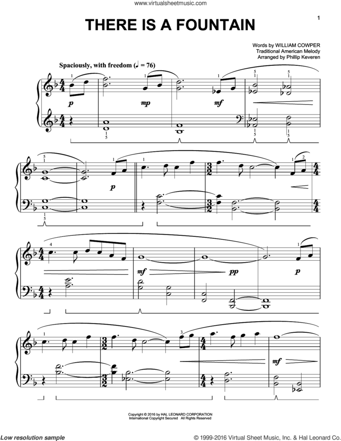 There Is A Fountain [Classical version] (arr. Phillip Keveren) sheet music for piano solo by Lowell Mason, Phillip Keveren and William Cowper, easy skill level