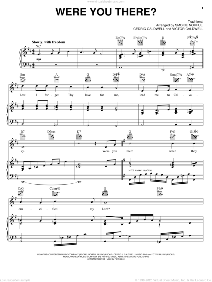 Were You There? sheet music for voice, piano or guitar by Smokie Norful, Amazing Grace (Movie), Cedric Caldwell and Miscellaneous, intermediate skill level