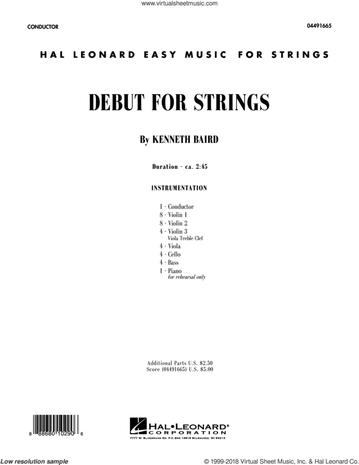 Debut for Strings (COMPLETE) sheet music for orchestra by Kenneth Baird, classical score, intermediate skill level