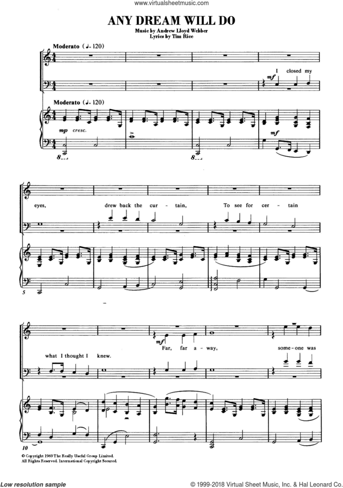Any Dream Will Do (from Joseph And The Amazing Technicolor Dreamcoat) sheet music for choir by Andrew Lloyd Webber and Tim Rice, intermediate skill level