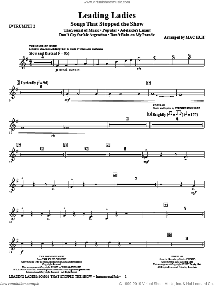 Leading Ladies: Songs That Stopped the Show sheet music for orchestra/band (trumpet 2) by Mac Huff, intermediate skill level