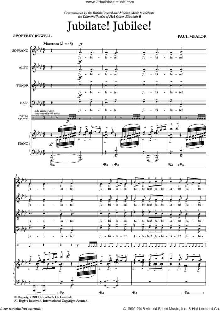 Jubilate! Jubilee! sheet music for choir by Paul Mealor and Geoffrey Rowell, classical score, intermediate skill level
