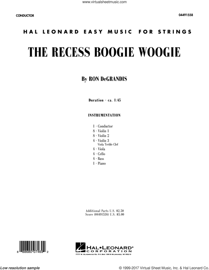 The Recess Boogie Woogie (COMPLETE) sheet music for orchestra by Ron DeGrandis, intermediate skill level