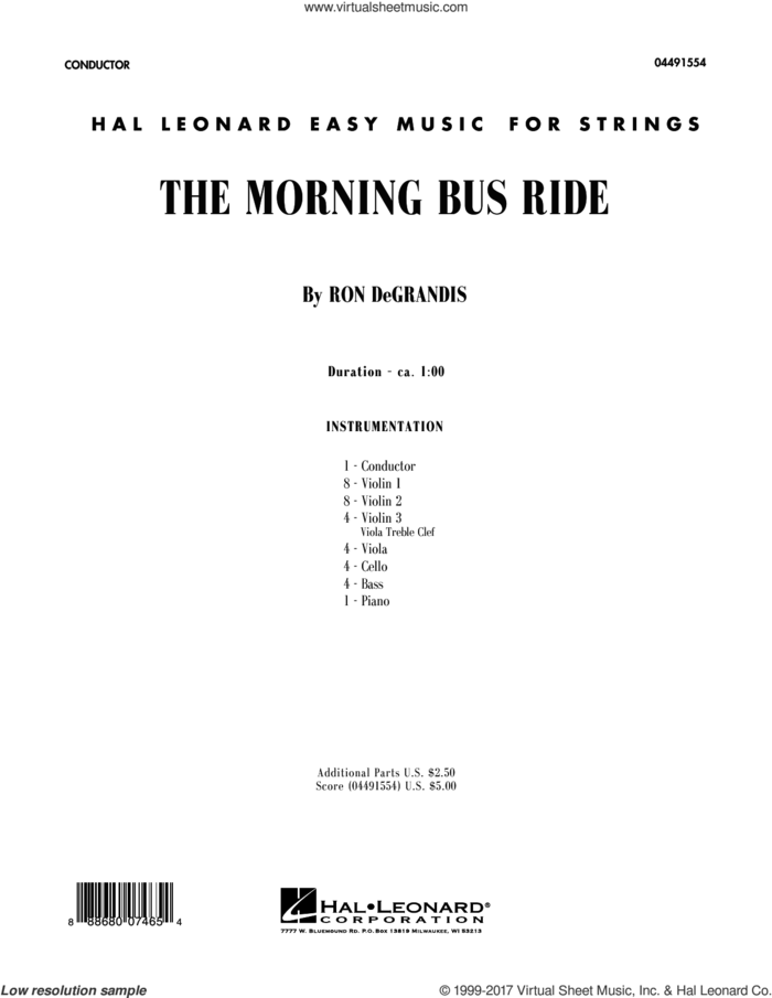 The Morning Bus Ride (COMPLETE) sheet music for orchestra by Ron DeGrandis, intermediate skill level