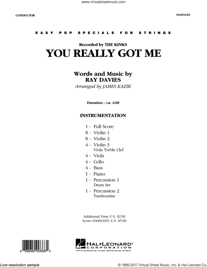 You Really Got Me (COMPLETE) sheet music for orchestra by Edward Van Halen, James Kazik, Ray Davies and The Kinks, intermediate skill level