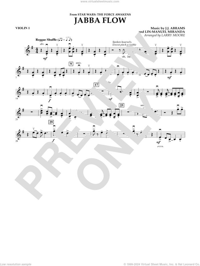 Jabba Flow (from Star Wars: The Force Awakens) sheet music for orchestra (violin 1) by Lin-Manuel Miranda, Larry Moore, J.J. Abrams and J.J. Abrams and Lin-Manuel Miranda, intermediate skill level