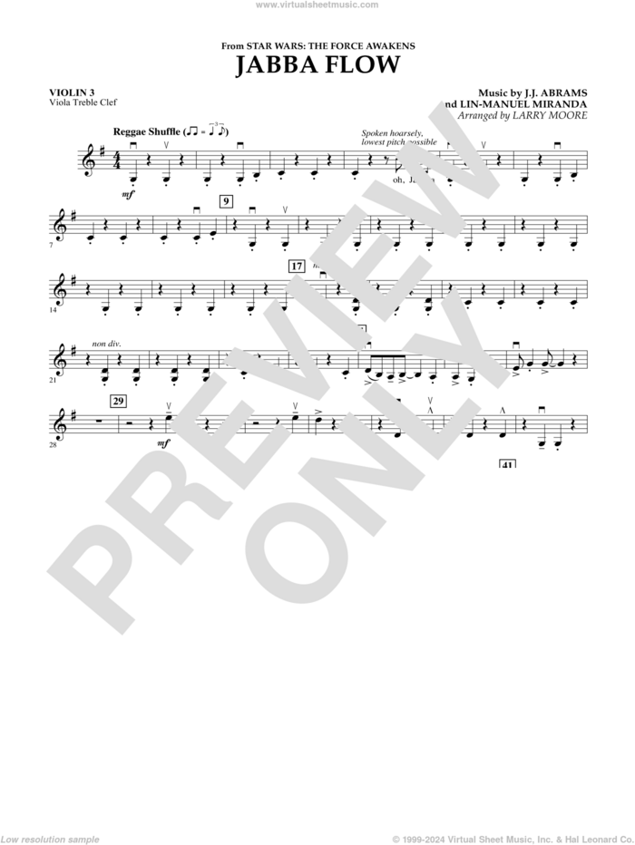 Jabba Flow (from Star Wars: The Force Awakens) sheet music for orchestra (violin 3, viola treble clef) by Lin-Manuel Miranda, Larry Moore, J.J. Abrams and J.J. Abrams and Lin-Manuel Miranda, intermediate skill level