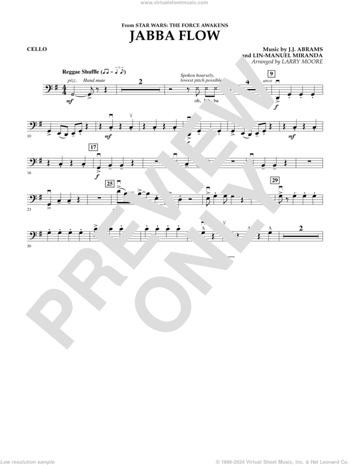 Jabba Flow (from Star Wars: The Force Awakens) sheet music for orchestra (cello) by Lin-Manuel Miranda, Larry Moore, J.J. Abrams and J.J. Abrams and Lin-Manuel Miranda, intermediate skill level