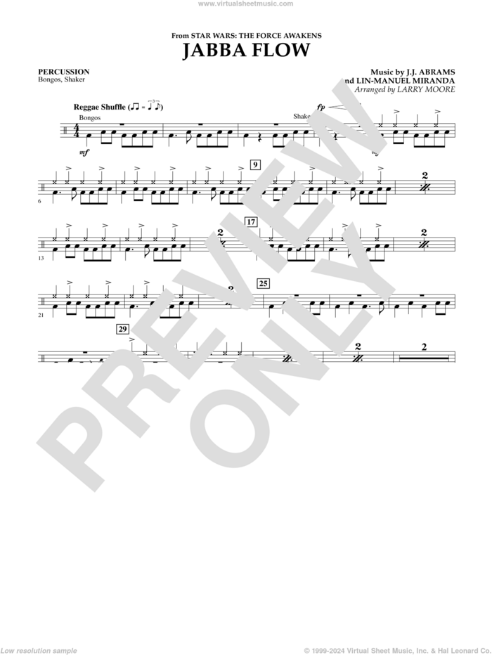 Jabba Flow (from Star Wars: The Force Awakens) sheet music for orchestra (percussion) by Lin-Manuel Miranda, Larry Moore, J.J. Abrams and J.J. Abrams and Lin-Manuel Miranda, intermediate skill level