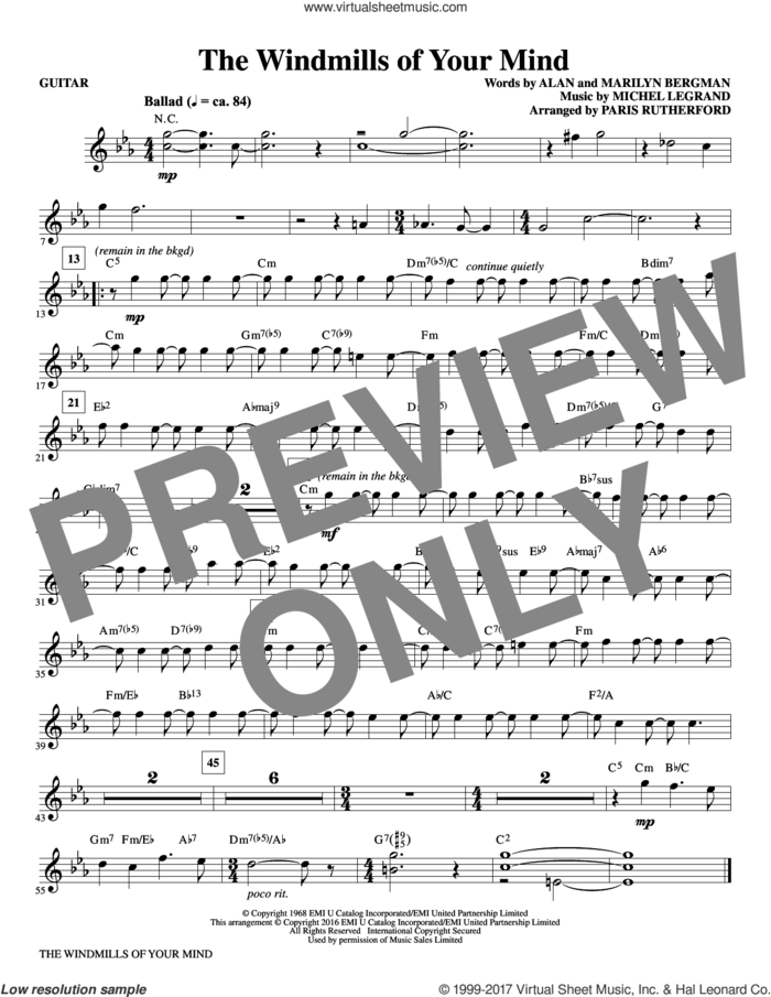 The Windmills of Your Mind (complete set of parts) sheet music for orchestra/band by Michel Legrand, Alan Bergman, Marilyn Bergman and Paris Rutherford, intermediate skill level