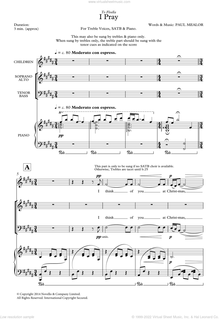 I Pray sheet music for choir by Paul Mealor, classical score, intermediate skill level