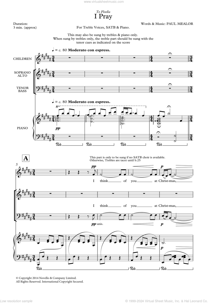 I Pray sheet music for choir by Paul Mealor, classical score, intermediate skill level