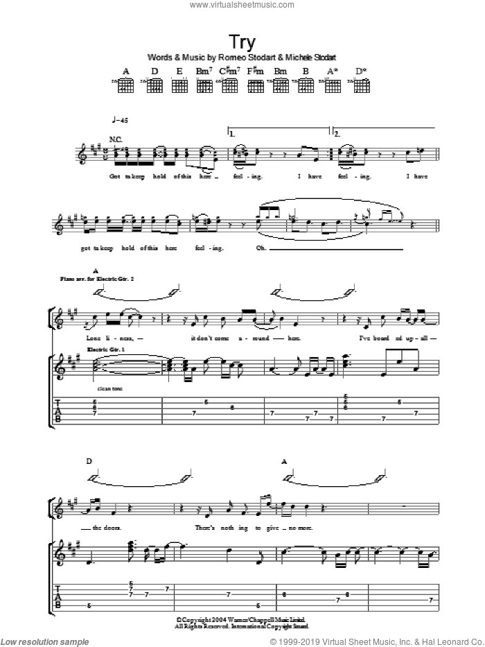 Try sheet music for guitar (tablature) by The Magic Numbers and Romeo Stodart, intermediate skill level
