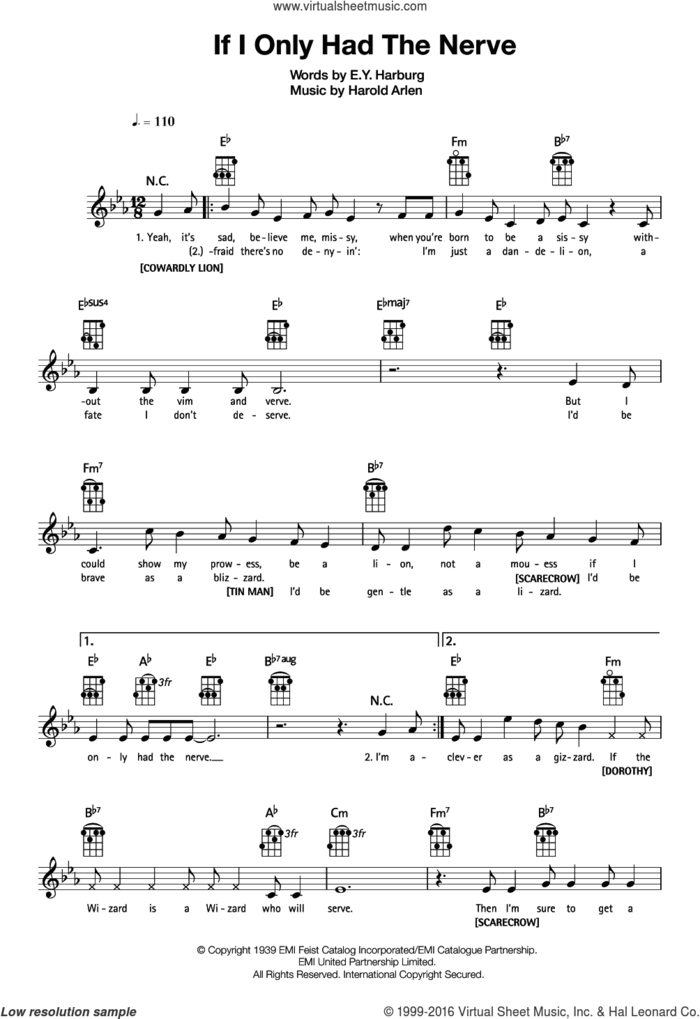 If I Only Had The Nerve sheet music for ukulele by Harold Arlen and E.Y. Harburg, intermediate skill level