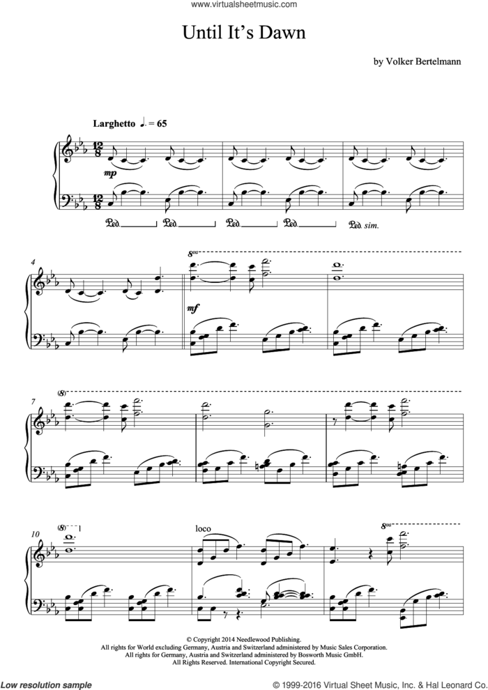 Until It's Dawn sheet music for piano solo by Hauschka and Volker Bertelmann, classical score, intermediate skill level