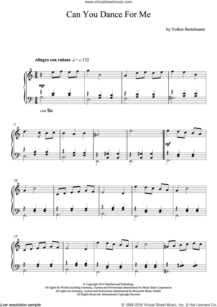 Can You Dance For Me sheet music for piano solo by Hauschka and Volker Bertelmann, classical score, intermediate skill level