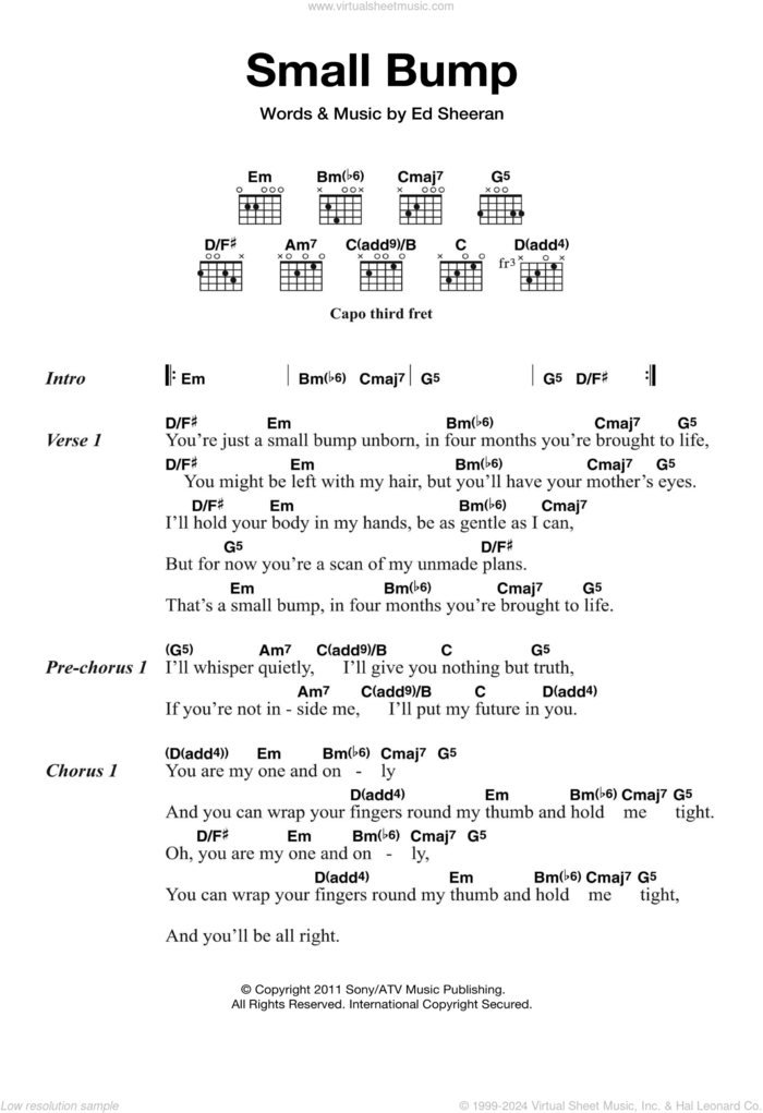 Small Bump sheet music for guitar (chords) by Ed Sheeran, intermediate skill level