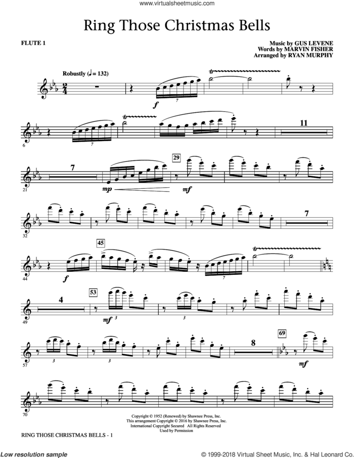 Ring Those Christmas Bells sheet music for orchestra/band (flute 1) by Marvin Fisher, Ryan Murphy, Peggy Lee and Gus Levene, intermediate skill level