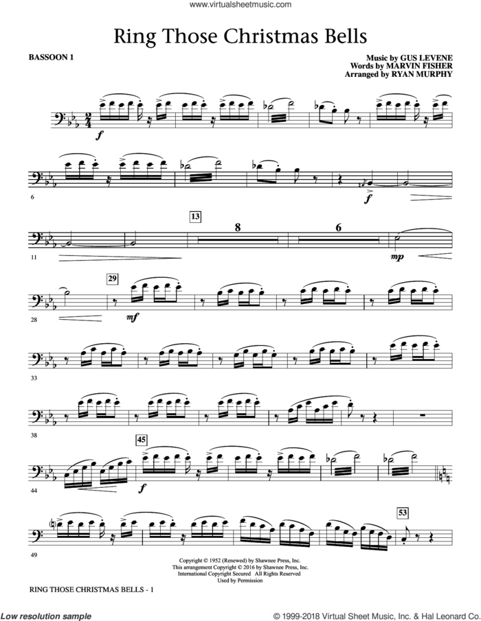 Ring Those Christmas Bells sheet music for orchestra/band (bassoon 1) by Marvin Fisher, Ryan Murphy, Peggy Lee and Gus Levene, intermediate skill level