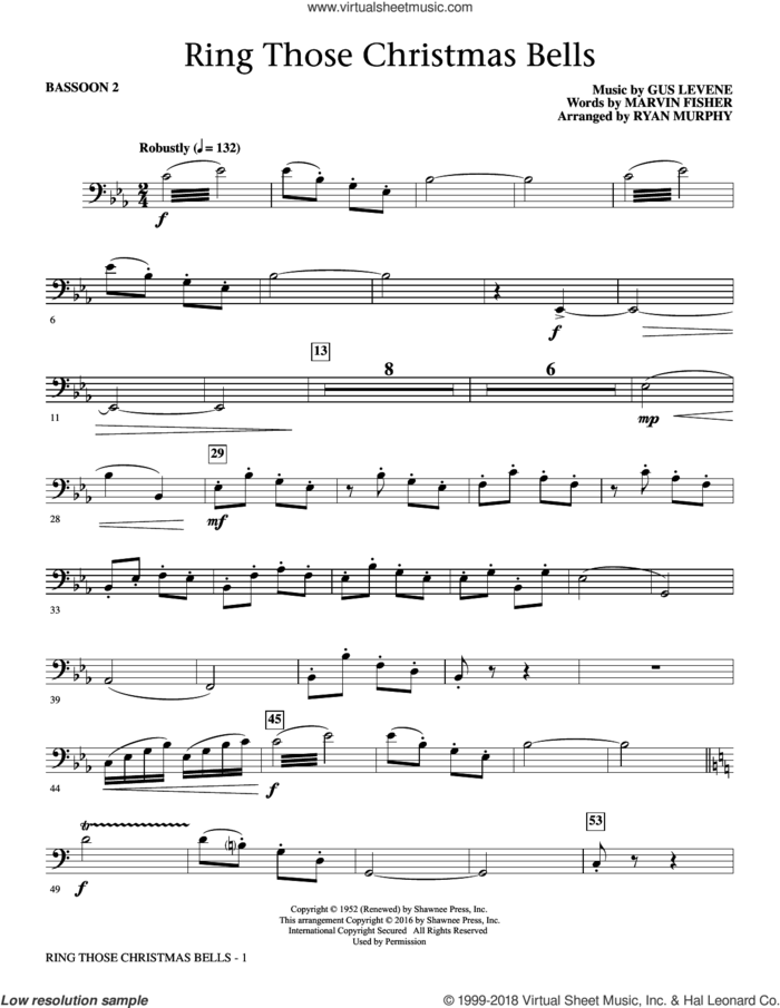Ring Those Christmas Bells sheet music for orchestra/band (bassoon 2) by Marvin Fisher, Ryan Murphy, Peggy Lee and Gus Levene, intermediate skill level