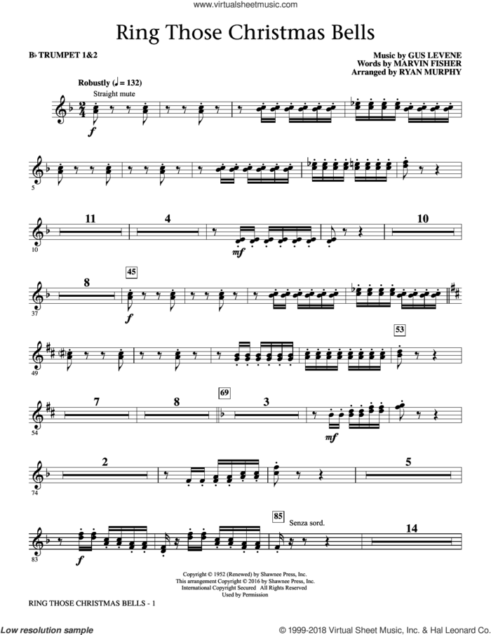 Ring Those Christmas Bells sheet music for orchestra/band (Bb trumpet 1,2) by Marvin Fisher, Ryan Murphy, Peggy Lee and Gus Levene, intermediate skill level
