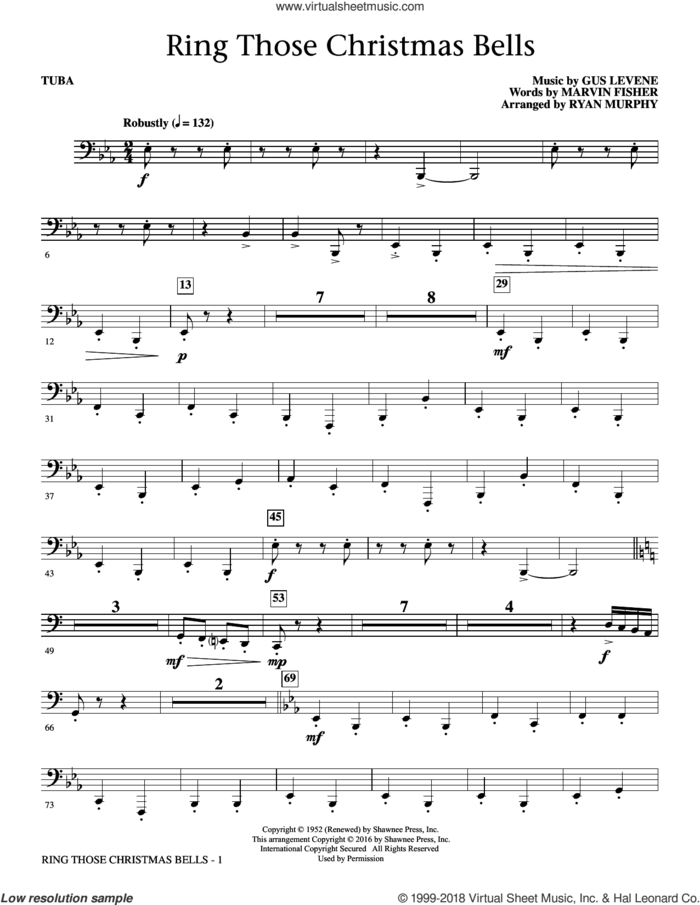 Ring Those Christmas Bells sheet music for orchestra/band (tuba) by Marvin Fisher, Ryan Murphy, Peggy Lee and Gus Levene, intermediate skill level