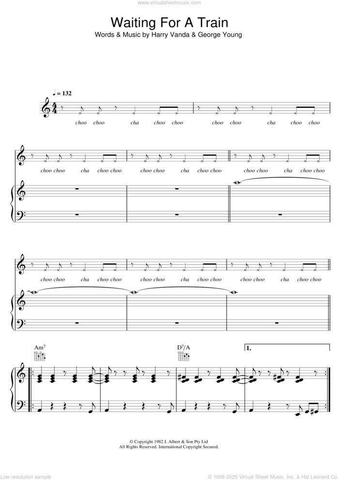 Waiting For A Train sheet music for voice, piano or guitar by Flash And The Pan, George Young and Harry Vanda, intermediate skill level