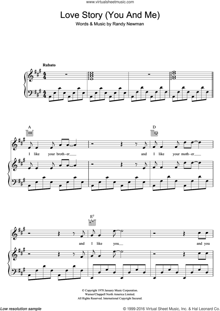 Love Story (You And Me) sheet music for voice, piano or guitar by Jack Jones and Randy Newman, intermediate skill level