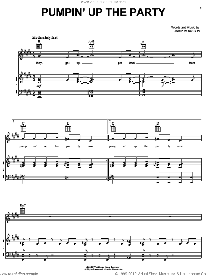Pumpin' Up The Party sheet music for voice, piano or guitar by Hannah Montana, Miley Cyrus and Jamie Houston, intermediate skill level