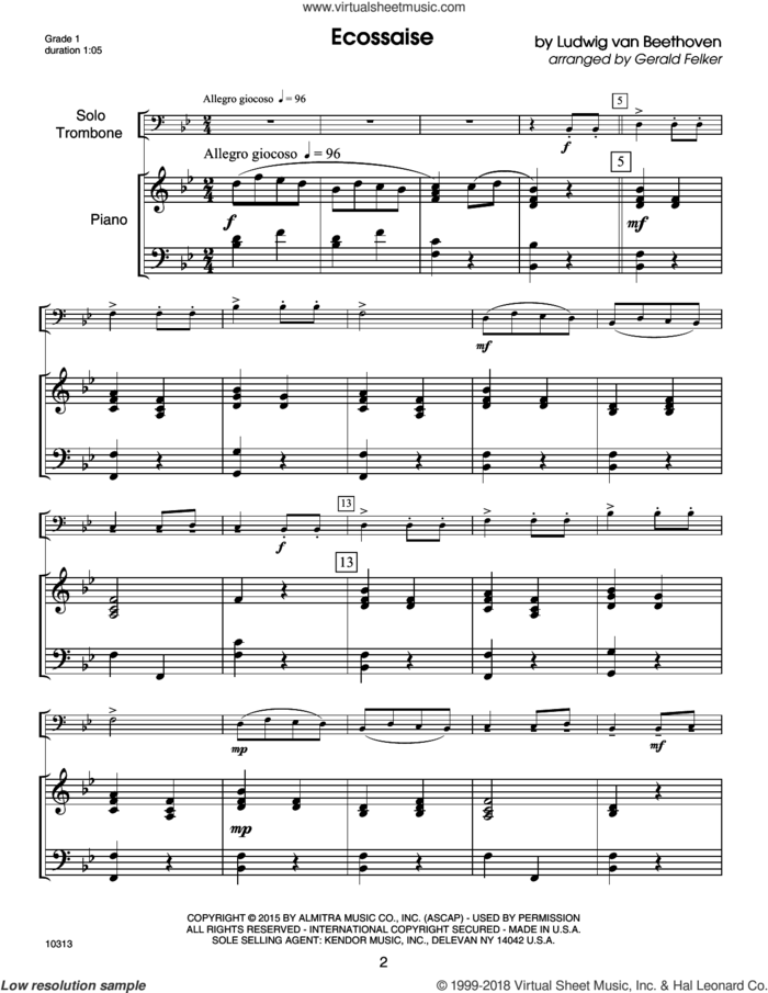 Kendor Debut Solos - Trombone - Piano Accompaniment sheet music for trombone and piano by Gerald Felker and Miscellaneous, intermediate skill level