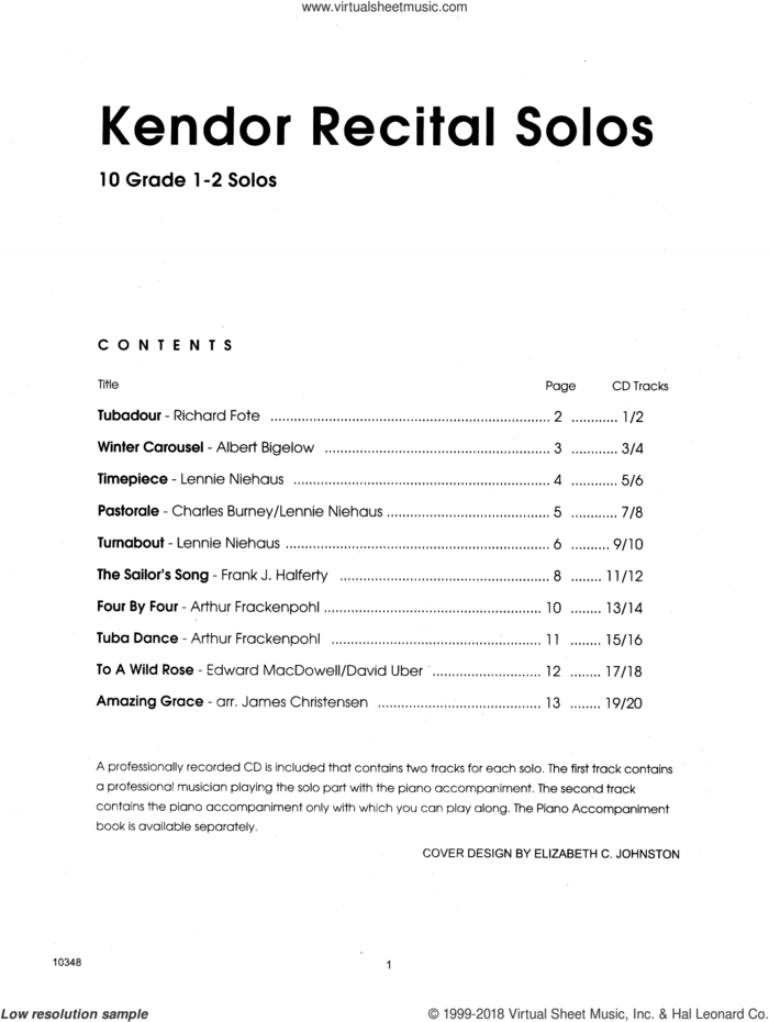 Kendor Recital Solos - Tuba - Solo Book sheet music for tuba solo, intermediate skill level