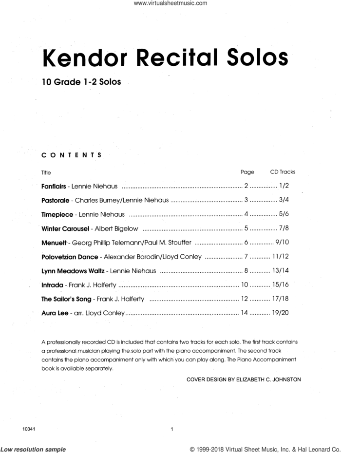 Kendor Recital Solos - Horn In F - Solo Book sheet music for horn solo, intermediate skill level