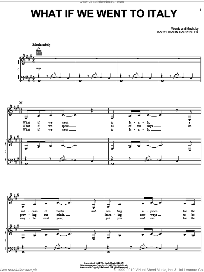 What If We Went To Italy sheet music for voice, piano or guitar by Mary Chapin Carpenter, intermediate skill level