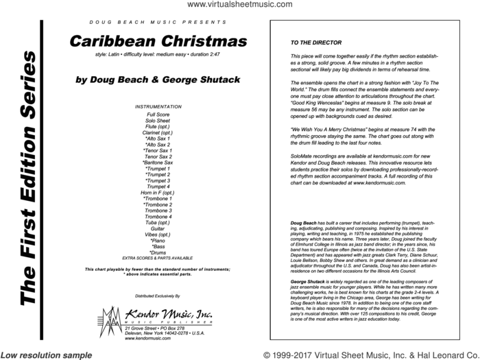 Caribbean Christmas (COMPLETE) sheet music for jazz band by Doug Beach and George Shutack, intermediate skill level