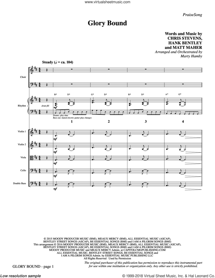 Glory Bound (COMPLETE) sheet music for orchestra/band by Matt Maher, Chris Stevens, Hank Bentley and Marty Hamby, intermediate skill level