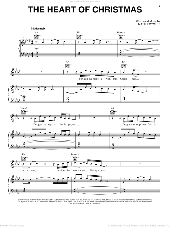 The Heart Of Christmas sheet music for voice, piano or guitar by Matthew West, intermediate skill level