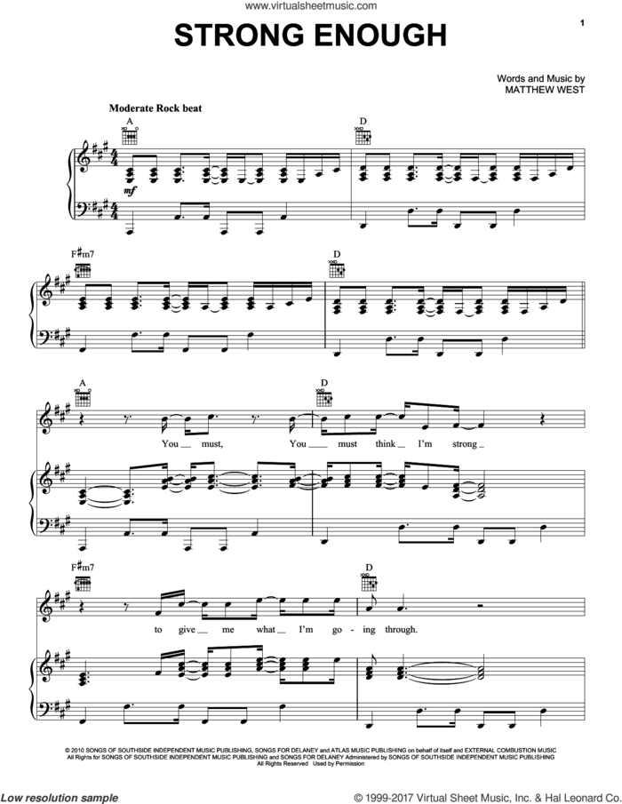 Strong Enough sheet music for voice, piano or guitar by Matthew West, intermediate skill level