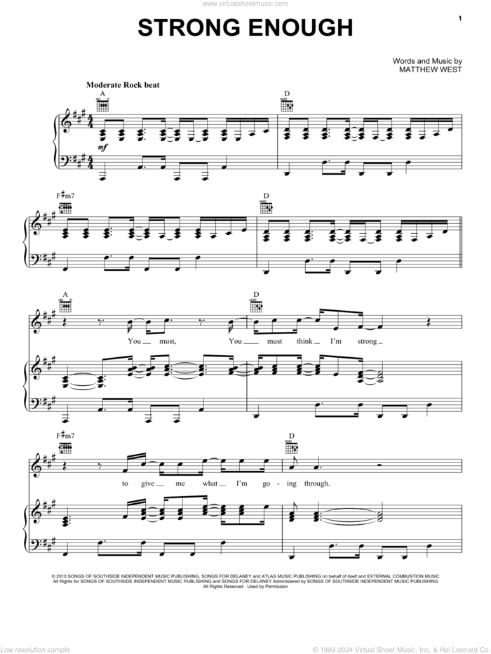 Strong Enough sheet music for voice, piano or guitar by Matthew West, intermediate skill level