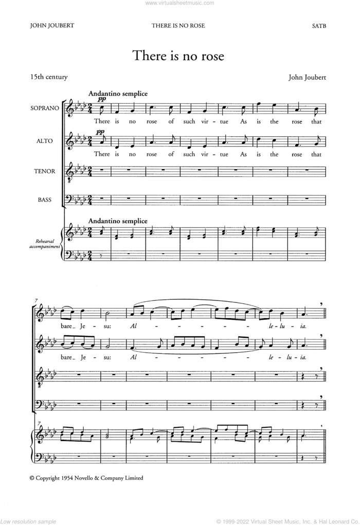 There Is No Rose sheet music for choir by John Joubert and Miscellaneous, classical score, intermediate skill level