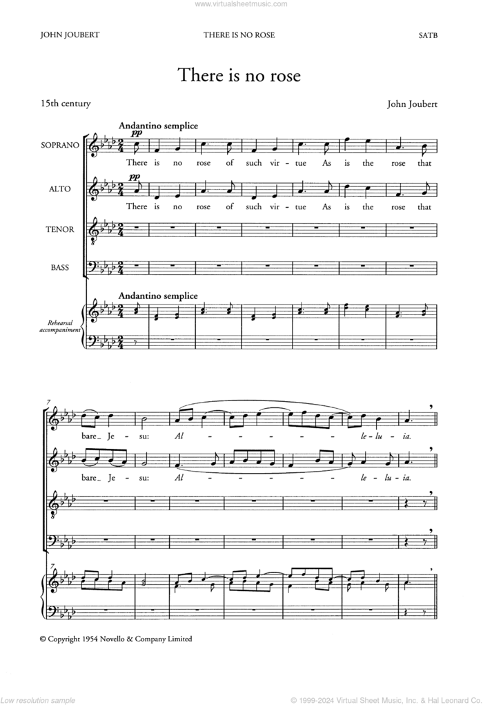 There Is No Rose sheet music for choir by John Joubert and Miscellaneous, classical score, intermediate skill level