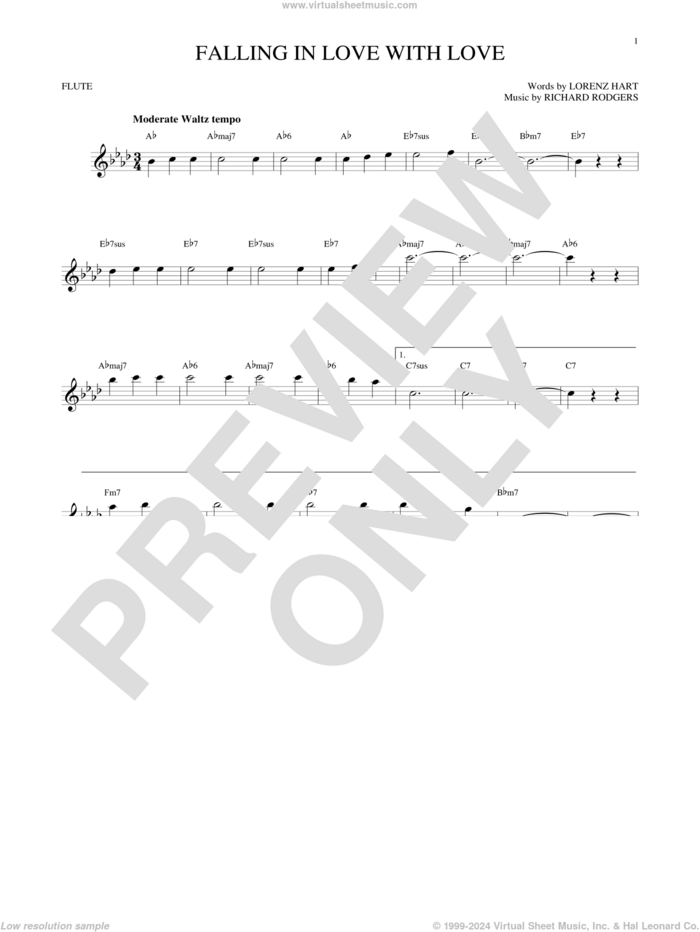 Falling In Love With Love sheet music for flute solo by Richard Rodgers, Lorenz Hart and Rodgers & Hart, intermediate skill level