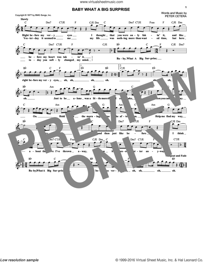 Baby What A Big Surprise sheet music for voice and other instruments (fake book) by Chicago and Peter Cetera, intermediate skill level