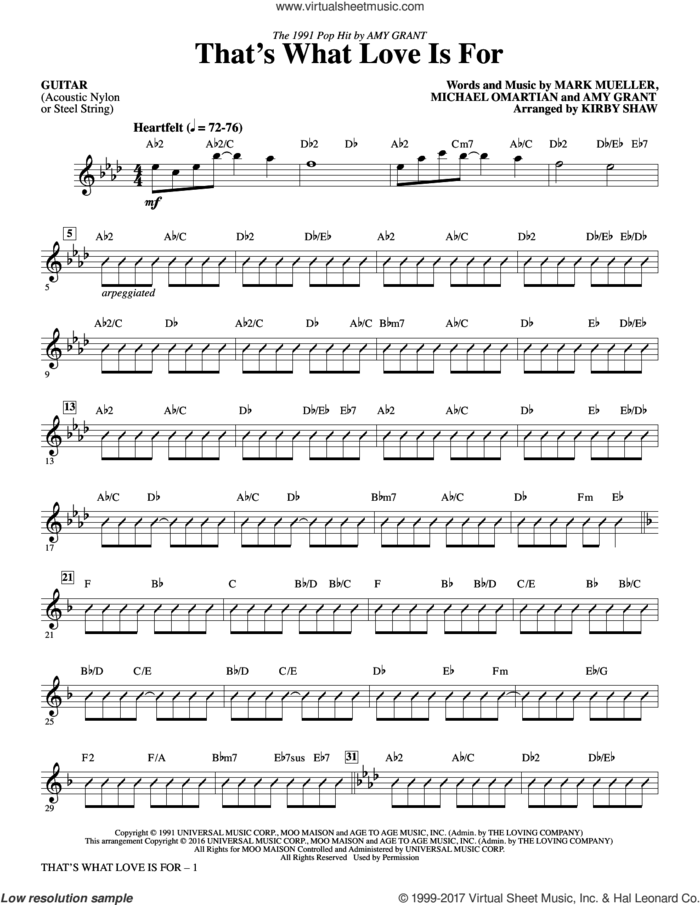 That's What Love Is For (complete set of parts) sheet music for orchestra/band by Kirby Shaw, Amy Grant, Mark Mueller and Michael Omartian, intermediate skill level