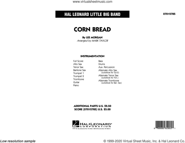 Corn Bread (COMPLETE) sheet music for jazz band by Mark Taylor and Lee Morgan, intermediate skill level