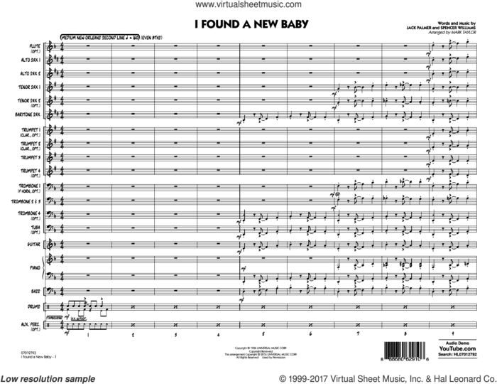 I Found a New Baby (COMPLETE) sheet music for jazz band by Mark Taylor, Benny Goodman, Jack Palmer, Spencer Williams and Ted Lewis and his band, intermediate skill level